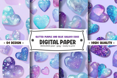 Glitter purple and blue galaxy eggs digital paper Product Image 1
