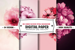 Red cherry blossom petals background digital paper Product Image 1