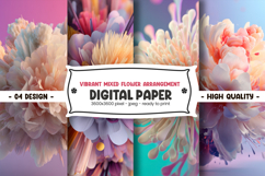 Vibrant mixed flower arrangement digital paper Product Image 1