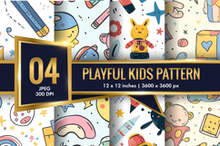Seamless Playful Kids Pattern | Fun Childlike Digital Paper Product Image 1
