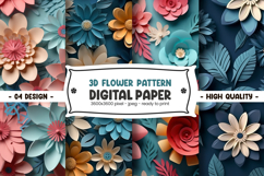 3D Flower Pattern Digital Paper Product Image 1