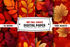 Red Fall Leaves Digital Paper Product Image 1
