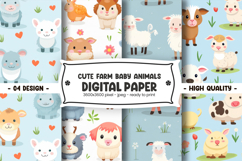Cute farm baby animals digital paper Product Image 1