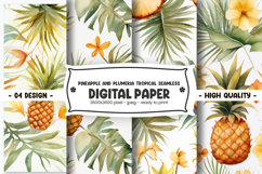 Pineapple and plumeria tropical seamless digital paper Product Image 1