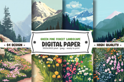 Green pine forest landscape digital paper Product Image 1