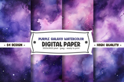 Purple Galaxy Watercolor Digital Paper Product Image 1