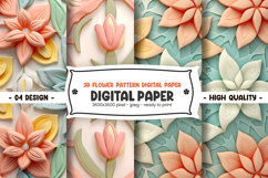 3D Flower Pattern Digital Paper Product Image 1