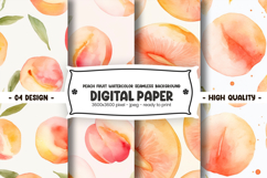 Peach fruit watercolor seamless background digital paper Product Image 1