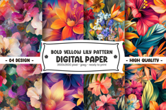 Bold yellow lily pattern digital paper Product Image 1