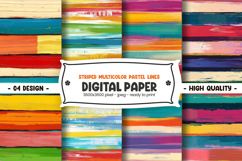 Striped Multicolor Pastel Lines digital paper Product Image 1
