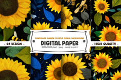 Sunflower garden closeup floral background digital paper Product Image 1