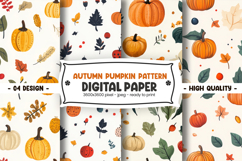 Autumn Pumpkin Pattern Digital Paper Product Image 1