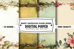 Bright Watercolor Flower Border digital paper Product Image 1