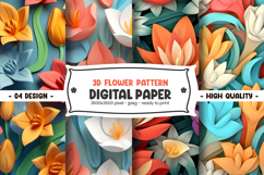 3D Flower Pattern Digital Paper Product Image 1