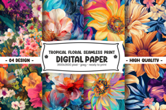 Tropical floral seamless print digital paper Product Image 1