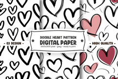 Doodle Heart Pattern Digital Paper Product Image 1