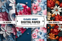 Flower Heart Digital Paper Product Image 1