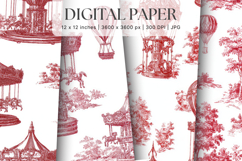 Chinoiserie Floral Pattern Background Vintage Digital Paper Product Image 1