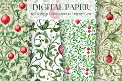 Christmas Ornament Pattern Background Digital Paper_1 Product Image 1
