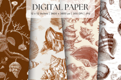 Chinoiserie Seashells Pattern Background Vintage Wallpaper Product Image 1
