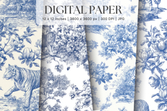 Chinoiserie Floral Pattern Background Vintage Digital Paper Product Image 1