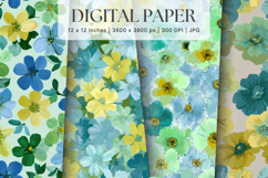 Flower Pattern Background Wallpaper Digital Paper_51 Product Image 1