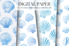 Seashells Pattern Background Vintage Wallpaper Digital Paper Product Image 1