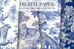 Chinoiserie Floral Pattern Background Vintage Digital Paper Product Image 1