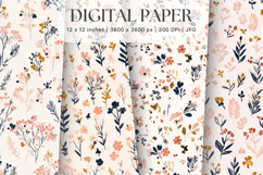 Flower Pattern Background Wallpaper Digital Paper_1 Product Image 1
