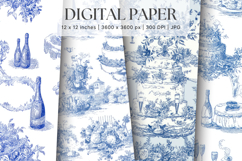 Chinoiserie Floral Pattern Background Vintage Digital Paper Product Image 1