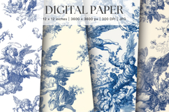 Chinoiserie Floral Pattern Background Vintage Digital Paper Product Image 1