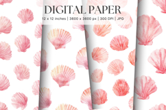 Seashells Pattern Background Vintage Wallpaper Digital Paper Product Image 1