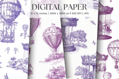 Chinoiserie Floral Pattern Background Vintage Digital Paper Product Image 1