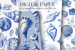 Chinoiserie Seashells Pattern Background Vintage Wallpaper Product Image 1