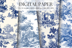 Chinoiserie Floral Pattern Background Vintage Digital Paper Product Image 1
