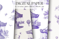 Chinoiserie Floral Pattern Background Vintage Digital Paper Product Image 1