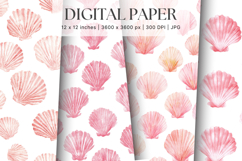 Seashells Pattern Background Vintage Wallpaper Digital Paper Product Image 1