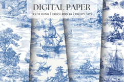 Chinoiserie Floral Pattern Background Vintage Digital Paper Product Image 1