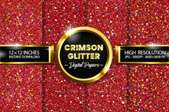 Crimson Glitter Digital Papers - 04 variations Product Image 1
