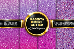 Magenta Ombre Glitter Digital Papers - 04 variations Product Image 1