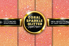 Coral Sparkle Glitter Digital Papers - 04 variations Product Image 1