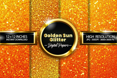 Golden Sun Glitter Digital Papers - 04 variations Product Image 1