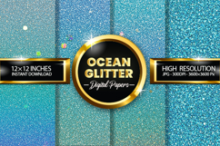 Ocean Glitter Digital Papers - 04 variations Product Image 1