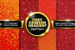 Fiery Crimson Gradient Digital Papers - 04 variations Product Image 1