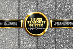 Silver Stardust Glitter Digital Papers - 04 variations Product Image 1