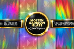 Molten Rainbow Glass Digital Papers - 04 Variations Product Image 1
