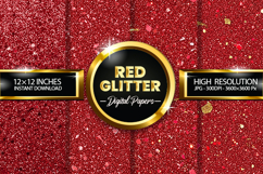 Red Gliter Digital Papers - 04 variations Product Image 1