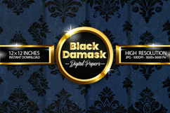 Black Damask Digital Papers - 04 Variations Product Image 1