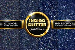 Indigo glitter Digital Papers - 04 variations Product Image 1