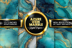 Azure Vein Marble Digital Papers - 04 variations Product Image 1